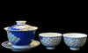 Jingdezhen Artisan Doucai Porcelain Peacock Feather Gaiwan Set
